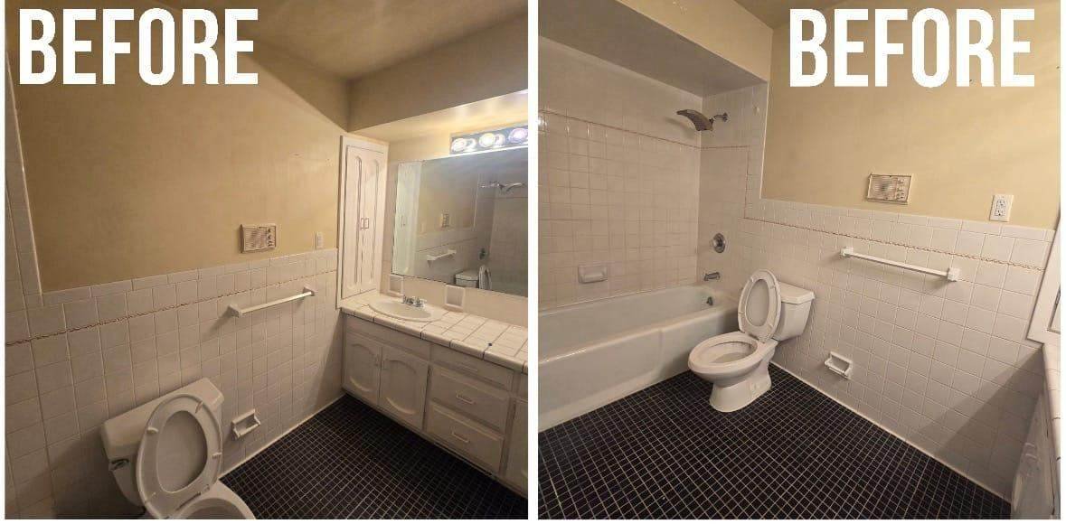 best before and after bathroom revunation job done indiana Homerix Inc Westfield Indiana