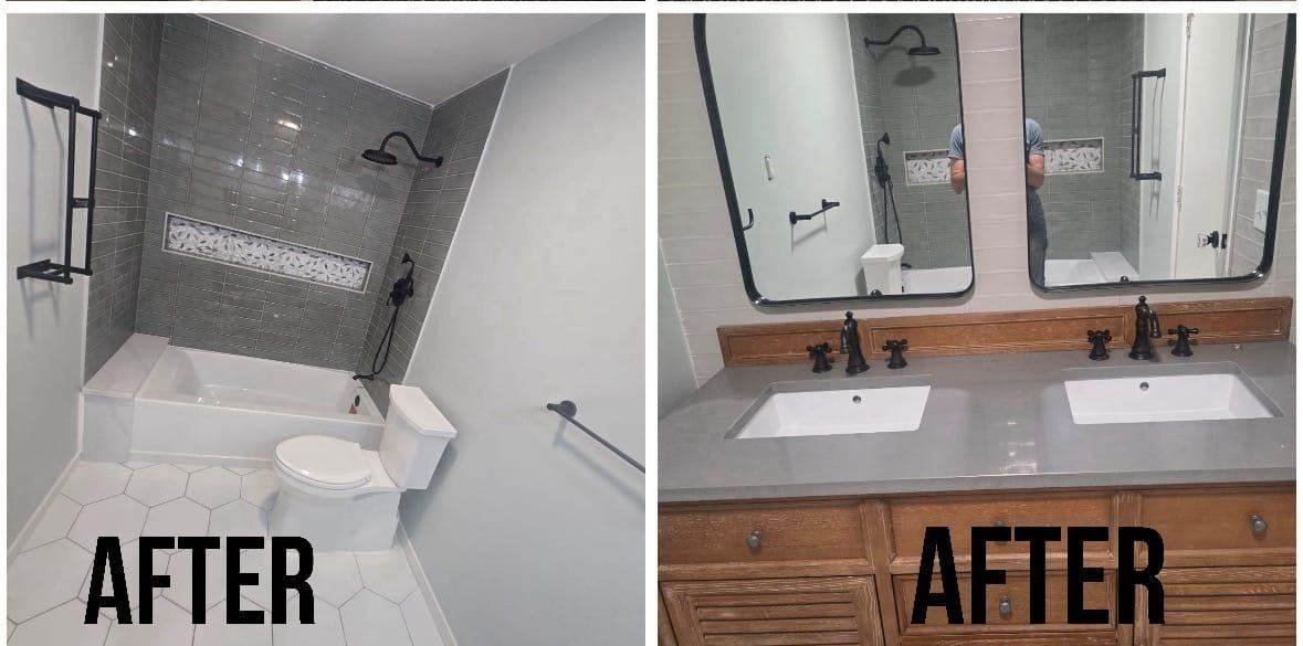 full bathroom revonation job done before and after indiana Homerix Inc Westfield Indiana
