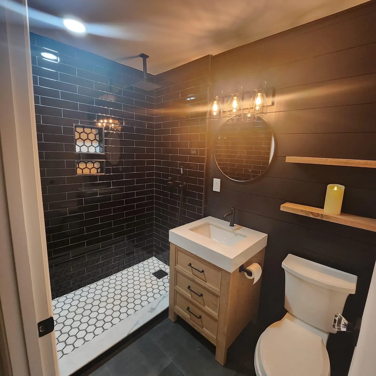 Luxury master bathroom remodel with custom tile and frameless glass shower — Homerix Inc Westfield Indiana